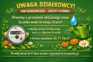 Grafika informująca o potrzebir przesłania stanu licznika wody